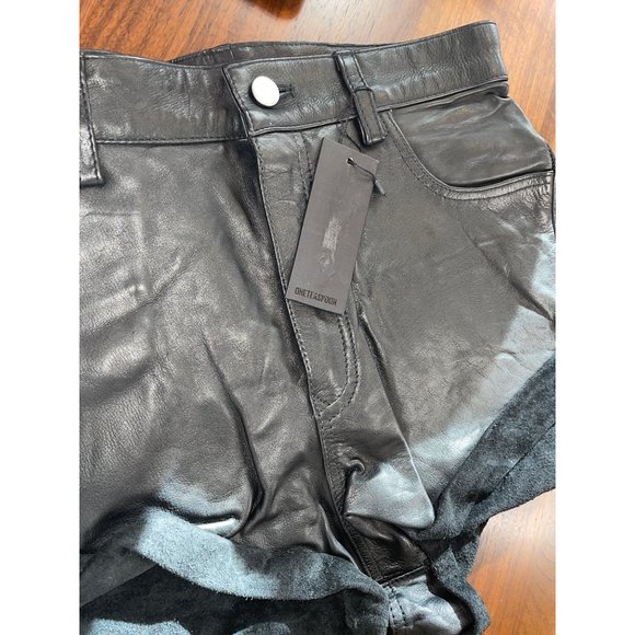 One Teaspoon Wanderer Leather High Waist Bandits Shorts in Black 31 - Picture 6 of 13